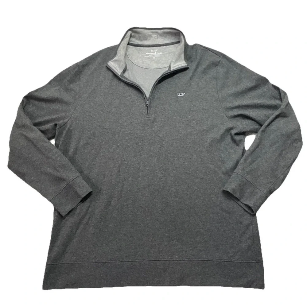 Vineyard Vines Pima‎ Cotton Quarter Zip Pullover Mens XL Charcoal Gray